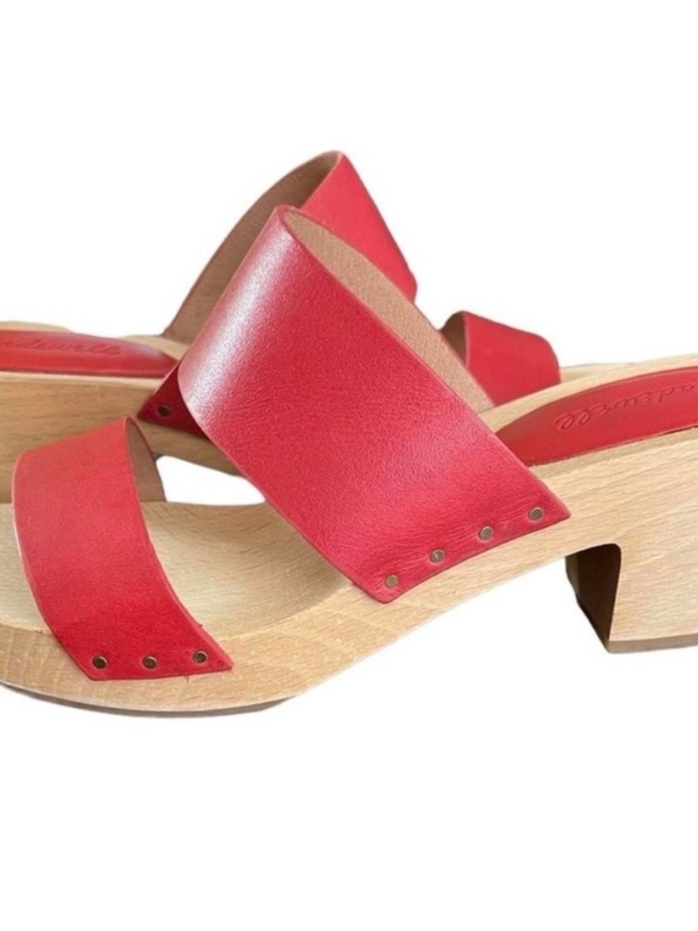 Madewell Red Leather Slide Clogs